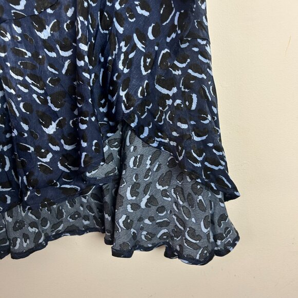 Eloquii Elements Skirt Womens 22 Plus Blue Animal Print Ruffle Midi - Picture 5 of 8